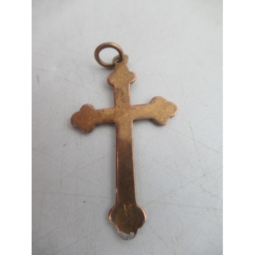 324 - A Victorian 9ct gold bar brooch, together with a 9ct gold cross pendant, weight 3.4g