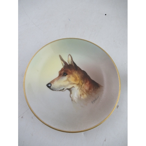 353 - A Copenhagen model of a setter together with a Minton dish with an Alsatian by Holland together with... 