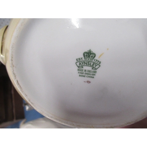 365A - A collection of Aynsley tea ware decorated with fruit to include tea pot, sugar bowl etc