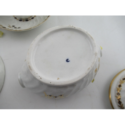 391 - A collection of 18th century Worcester tea ware, bearing the crescent mark , including ten cups and ... 