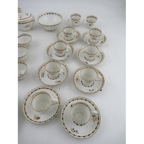 391 - A collection of 18th century Worcester tea ware, bearing the crescent mark , including ten cups and ... 