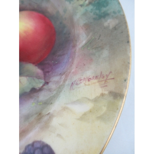 399 - A Royal Worcester side plate decorated with fruit by Moseley, diameter 7.25ins