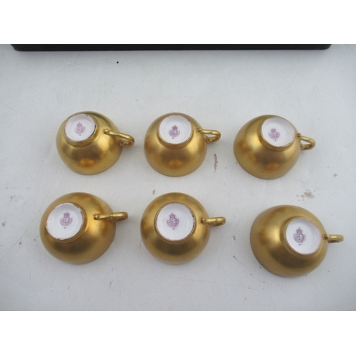 409 - A Royal Worcester cased set of 6 miniature tea cups and saucers decorated with hand painted fruit  b... 