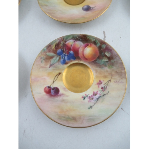 409 - A Royal Worcester cased set of 6 miniature tea cups and saucers decorated with hand painted fruit  b... 