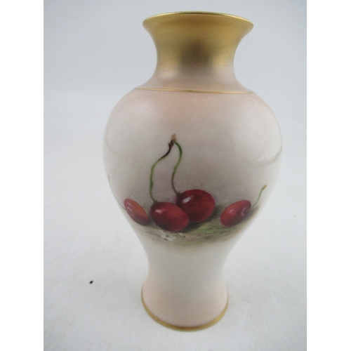 429 - A Royal Worcester vase painted half round with fruit by Ricketts Shape No 2471 height 5.75ins