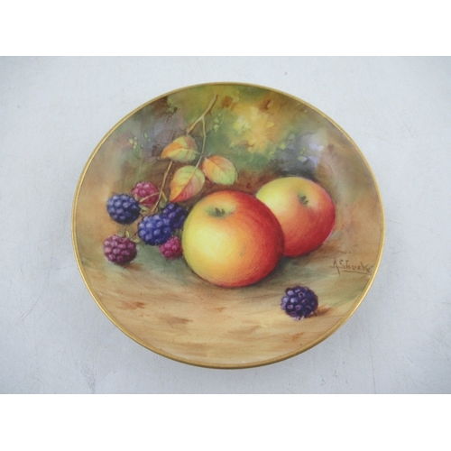 431 - A Royal Worcester pin dish decorated with fruit by Shuck diameter 3.5ins