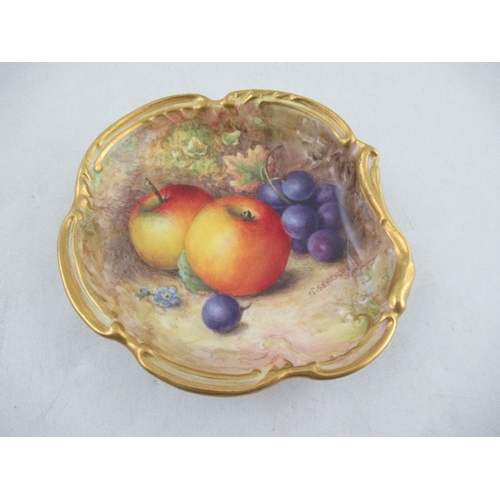 432 - A shaped Royal Worcester dish decorated with apples and grapes by Richard Sebright  4.75ins