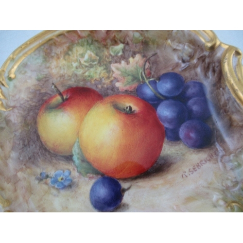 432 - A shaped Royal Worcester dish decorated with apples and grapes by Richard Sebright  4.75ins