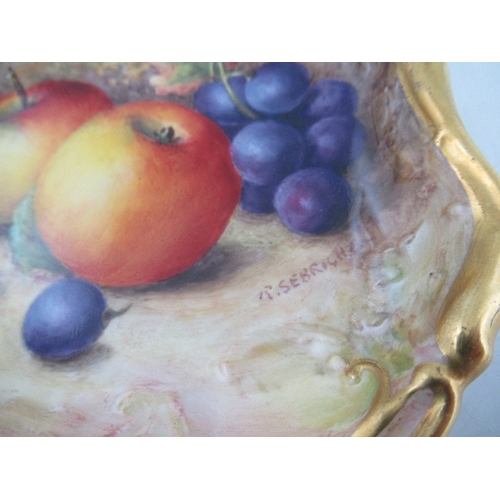 432 - A shaped Royal Worcester dish decorated with apples and grapes by Richard Sebright  4.75ins