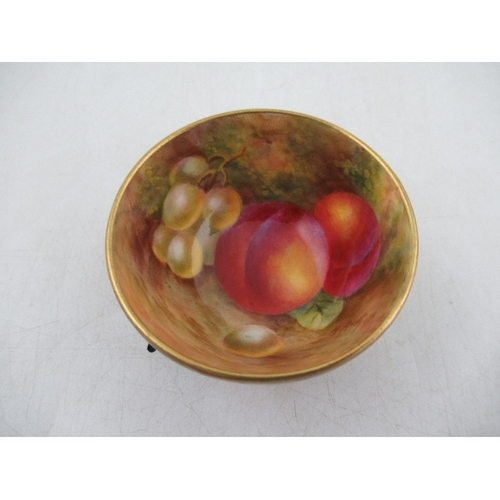 434 - A Royal Worcester miniature sugar bowl decorated with fruit by Ayrton