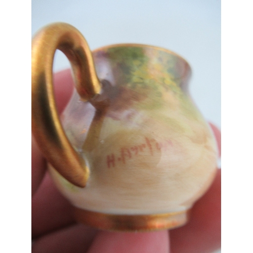 435 - A Royal  Worcester miniature jug decorated with hand painted fruit by Ayrton