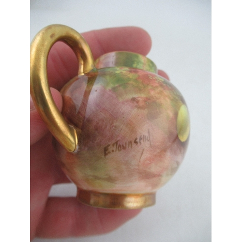 437 - A Royal Worcester miniature teapot decorated with hand painted fruit by Townsend 3.25ins