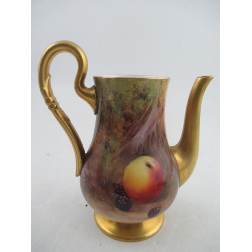 439 - A Royal Worcester coffee pot decorated all round with hand painted fruit by Horace Price height 7ins