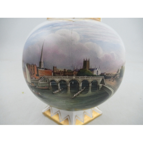 445 - A George Grainger beer jug decorated with a view of the River Severn in Worcester with coxed four ro... 