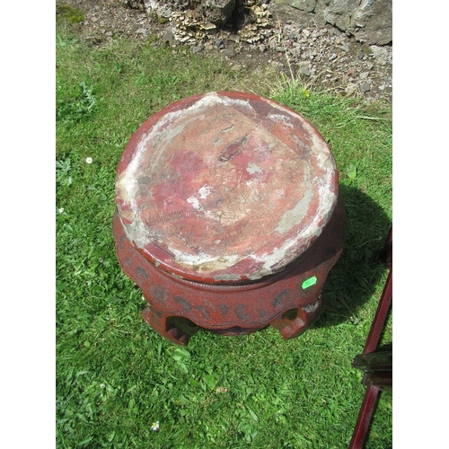 50 - A nest of tables, together with a painted jardiniere stand