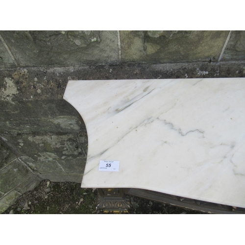 55 - A marble topped console table, raised on gilt wooden base, af, width 48ins