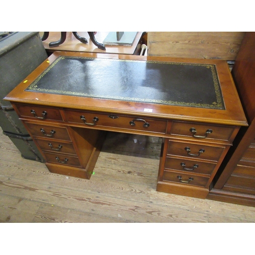 59 - A reproduction twin pedestal desk, width 48ins, depth 24ins, height 30ins