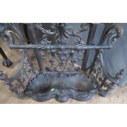 62 - A Coalbrookdale hall stand with figures, trailing vine and marks with rope twist guard and scallop t... 