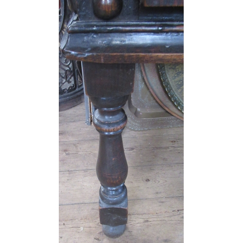 68 - An Antique oak dresser, with boarded plate rack over, the base having moulded drawer fronts, width 7... 