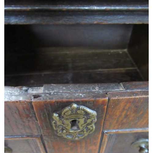 68 - An Antique oak dresser, with boarded plate rack over, the base having moulded drawer fronts, width 7... 