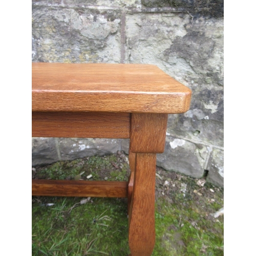 76 - An Albert  'Eagleman' Jeffray oak joint stool, stamped with an eagle, 19ins x 17ins