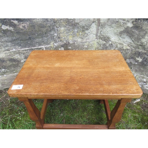 76 - An Albert  'Eagleman' Jeffray oak joint stool, stamped with an eagle, 19ins x 17ins