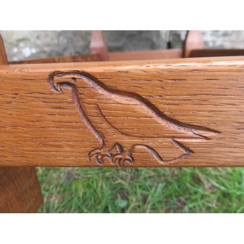 76 - An Albert  'Eagleman' Jeffray oak joint stool, stamped with an eagle, 19ins x 17ins