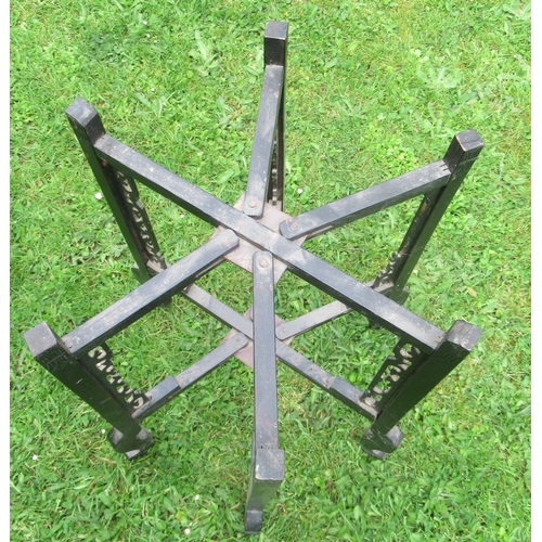 83 - A Benares style table, with metal tray top on a folding stand