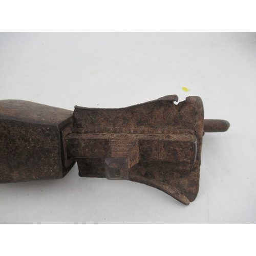 217 - An Antique metal lock, height 15ins