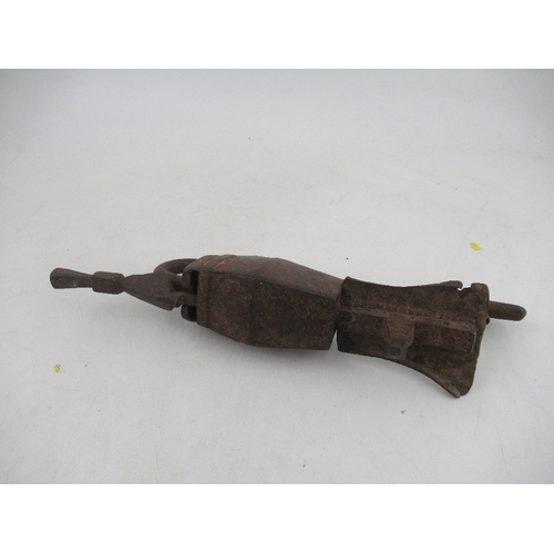 217 - An Antique metal lock, height 15ins