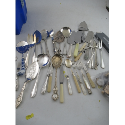 228 - A collection of silver plated flatware etc