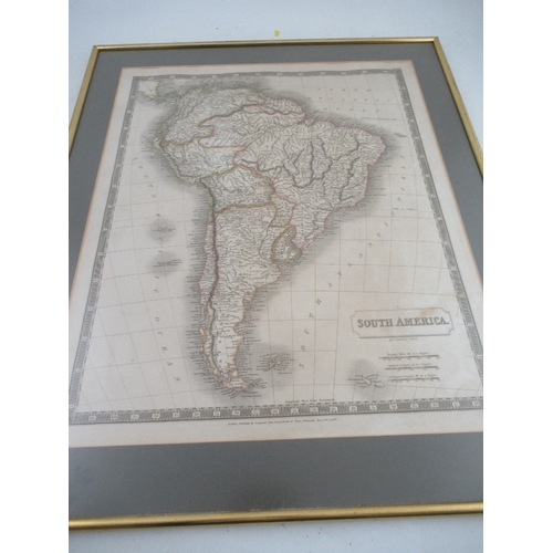 94 - Two framed maps and West Indies  22ins x 26ins  and South America 26ins x 22ins  by Sidney Hall