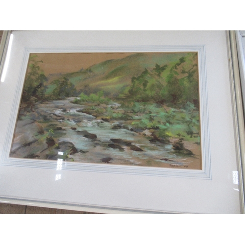 105 - A collection of water colours By Heard and others and a framed watercolour by Lesley Ford