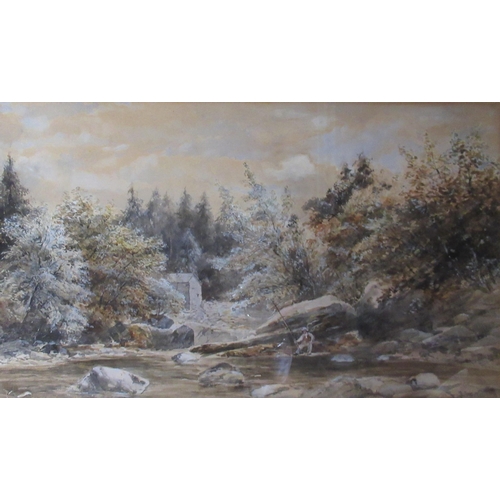 102 - Edward Tucker, watercolour, Fishing on the Dee, 11insx 17.5ins, together with T Underwood, watercolo... 