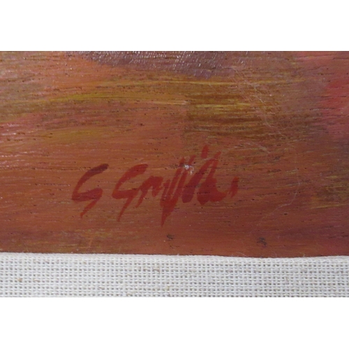 105 - Glyn Griffiths, oil on board, Summer Jug with Pink Gladioli, 23ins x 17ins