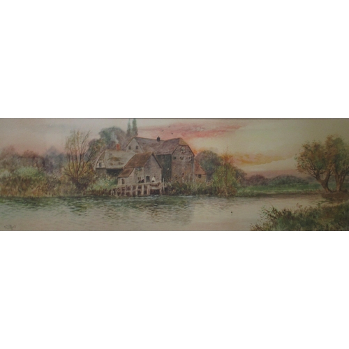 116 - Clifford, pair of watercolours, English views across water to buildings, 8ins x 20.5ins