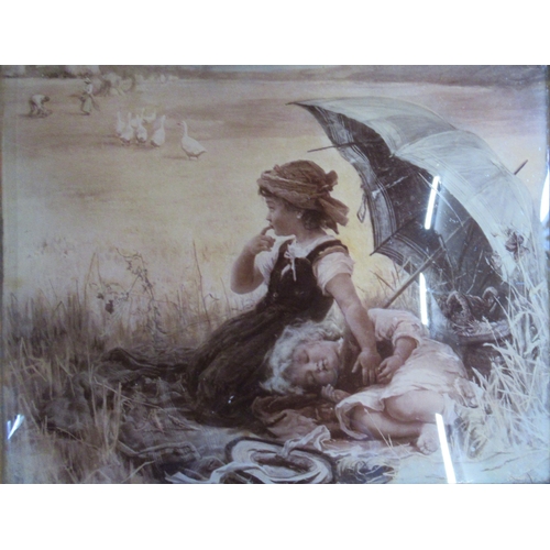 117 - Two Victorian framed crystoleum, both of children, 7ins x 9.5ins