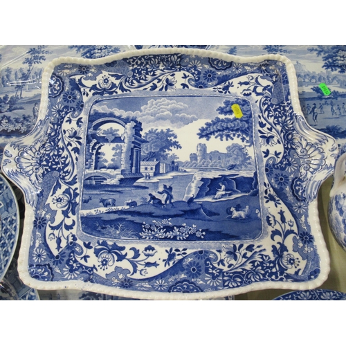 184 - A collection of blue and white, to include a Spode Italian pattern tray, width 19ins, Metropolitan S... 