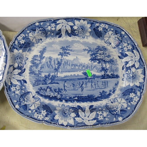 184 - A collection of blue and white, to include a Spode Italian pattern tray, width 19ins, Metropolitan S... 