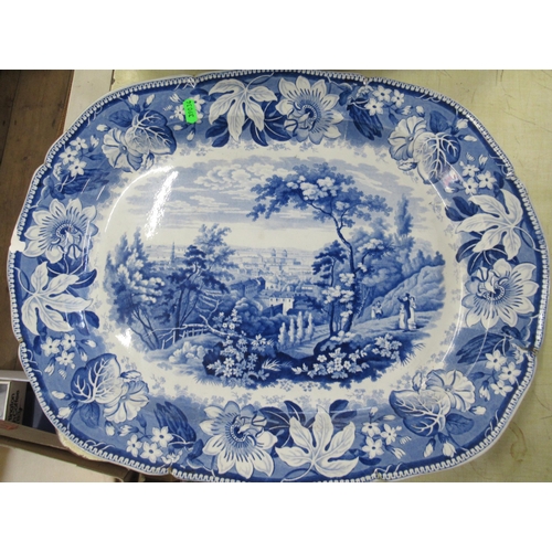 184 - A collection of blue and white, to include a Spode Italian pattern tray, width 19ins, Metropolitan S... 