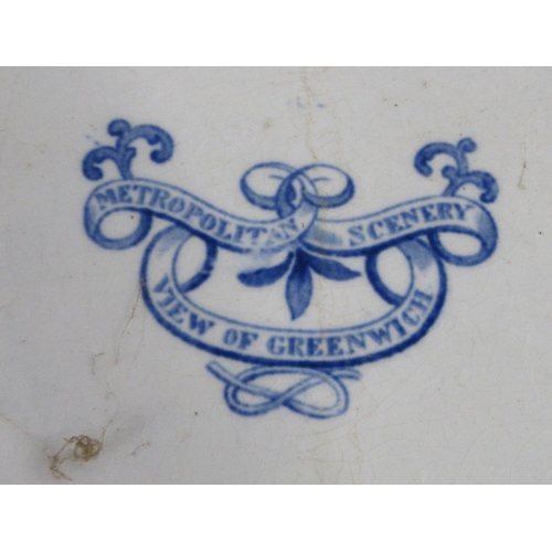 184 - A collection of blue and white, to include a Spode Italian pattern tray, width 19ins, Metropolitan S... 