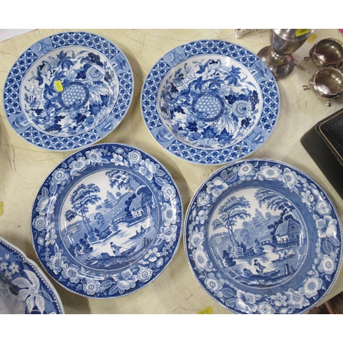 184 - A collection of blue and white, to include a Spode Italian pattern tray, width 19ins, Metropolitan S... 