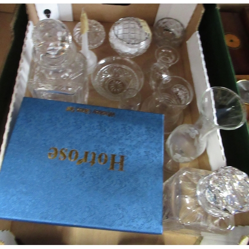 205 - A box of assorted glassware, to include vases and decanters