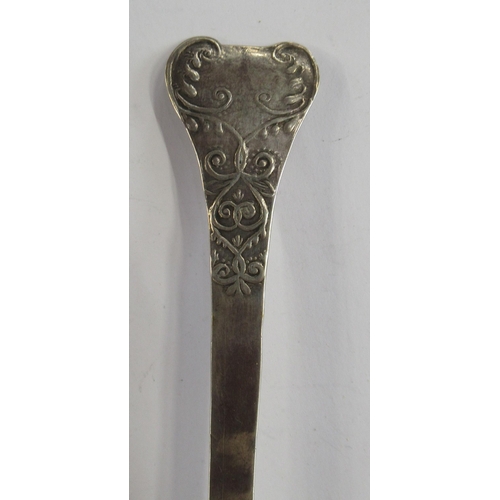 217 - An Antique silver spoon, with embossed decoration, initialled and dated 1688, length 7.25ins