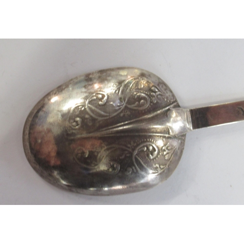 217 - An Antique silver spoon, with embossed decoration, initialled and dated 1688, length 7.25ins