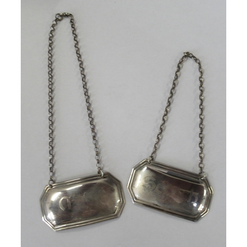 220 - Two silver bottle tickets, Malt and Scotch