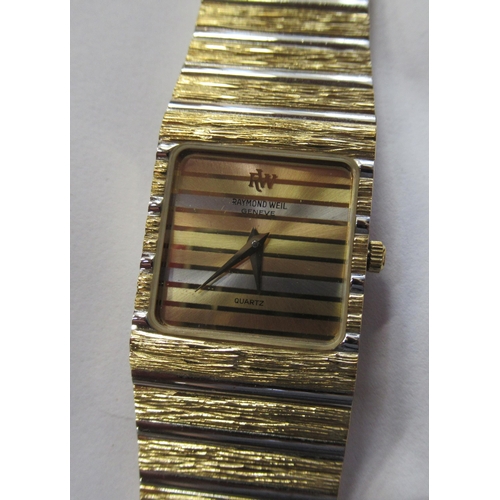 233 - Raymond Weil, a three colour gold plated wrist watch