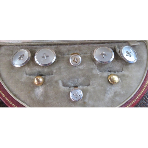 236 - A Cartier gents dress button set, with mother of pearl and 18ct gold, together with three other butt... 