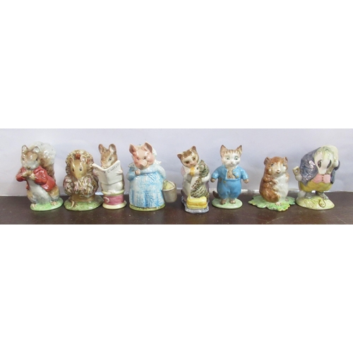 251 - 8 Beswick Beatrix Potter figures to include Aunt Peticotes, Tabitha Twichit, Taylor of Gloucester et... 
