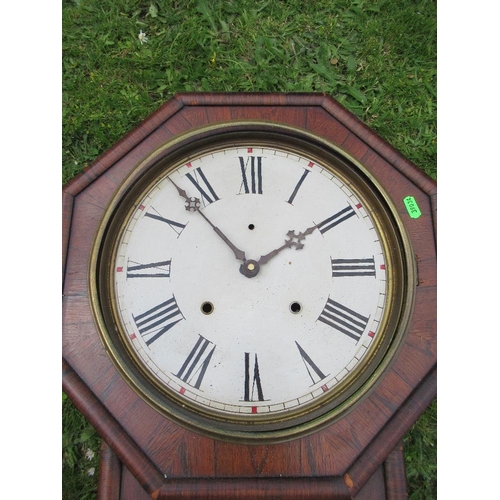 32 - An octagonal shaped drop dial rosewood framed wall clock